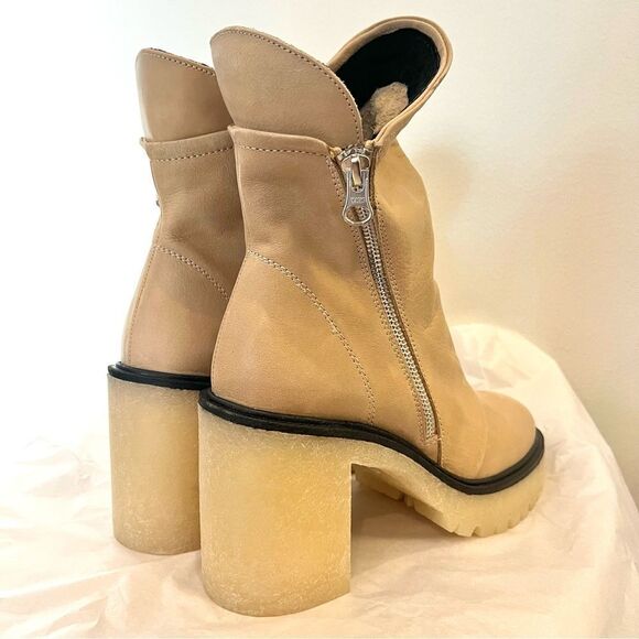 Free People Jack Zip Lug Sole Leather Boots in Camel New In Box Size 7.5 (38) - Picture 6 of 11